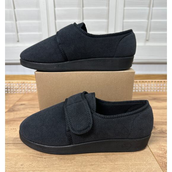 Silververts Unisex Soft Wide Adjustable Black Slippers Size 10 M 12 W NWOB Comfy - Picture 3 of 11